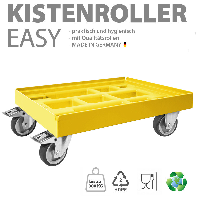 KISTENROLLER EASY 600x400 RAL 1021 gelb